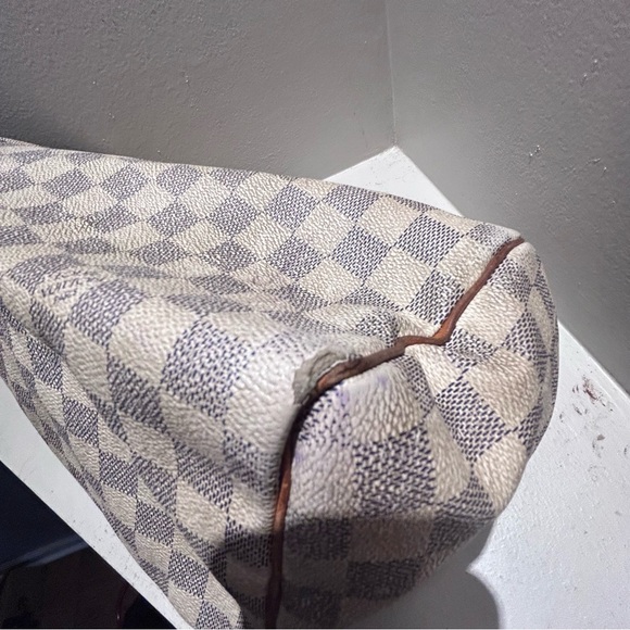 Authentic Louis Vuitton Speedy Azure Cream Bowler Bag Purse Junk Damage DU0088 - Picture 5 of 16